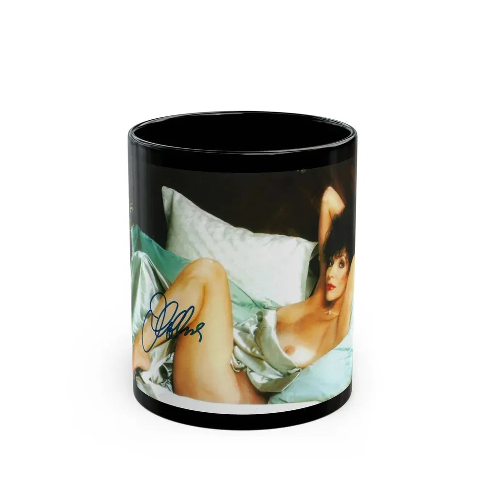 Joan Collins #429 - Topless (Vintage Female Icon) Black Coffee Mug 11oz - Go Mug Yourself