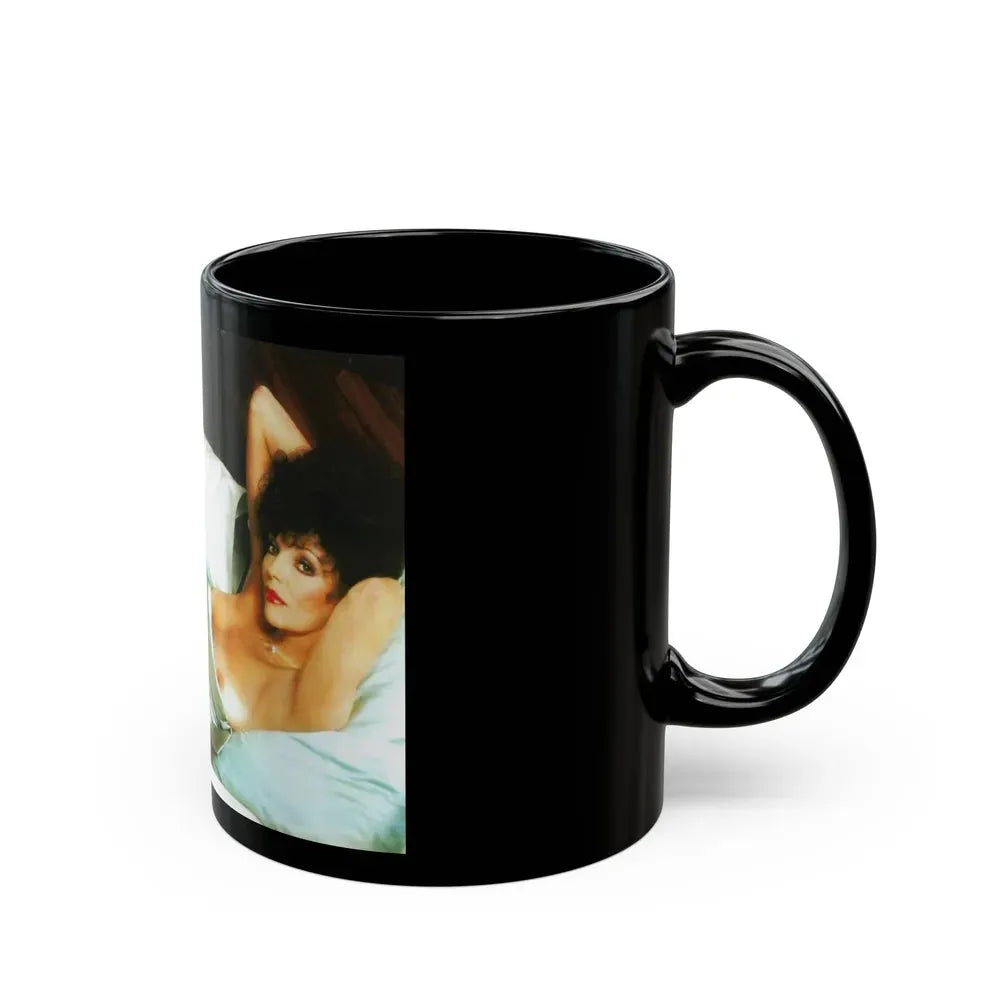 Joan Collins #429 - Topless (Vintage Female Icon) Black Coffee Mug - Go Mug Yourself