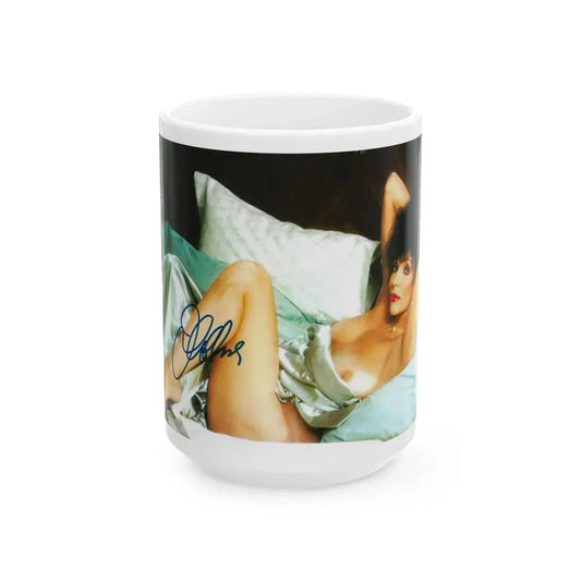 Joan Collins #429 - Topless (Vintage Female Icon) White Coffee Mug 15oz - Go Mug Yourself