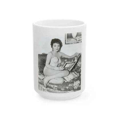 Joan Collins #434 (Vintage Female Icon) White Coffee Mug 15oz - Go Mug Yourself