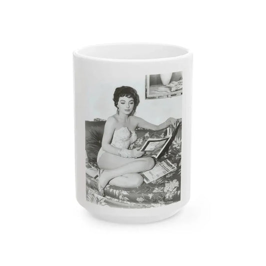 Joan Collins #434 (Vintage Female Icon) White Coffee Mug 15oz - Go Mug Yourself