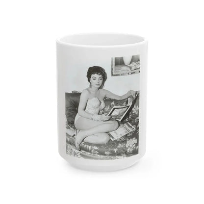 Joan Collins #434 (Vintage Female Icon) White Coffee Mug 15oz - Go Mug Yourself
