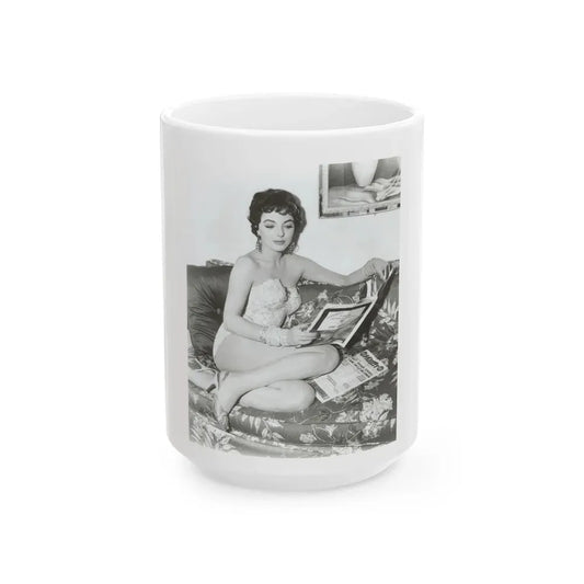 Joan Collins #434 (Vintage Female Icon) White Coffee Mug 15oz - Go Mug Yourself