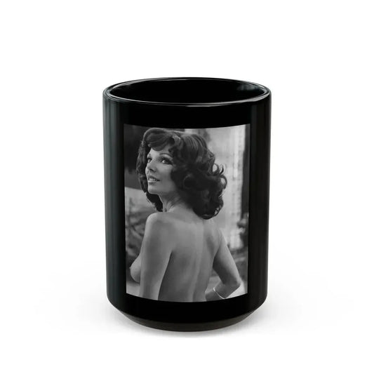 Joan Collins #435 - Topless (Vintage Female Icon) Black Coffee Mug 15oz - Go Mug Yourself