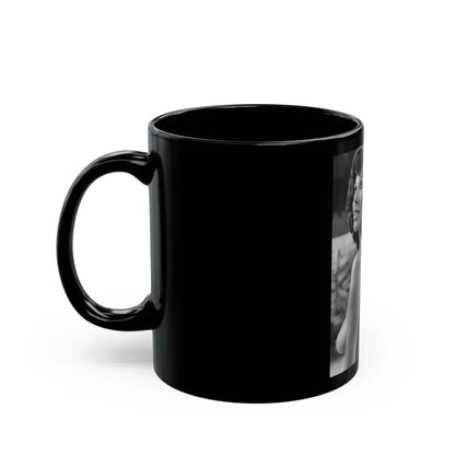 Joan Collins #435 - Topless (Vintage Female Icon) Black Coffee Mug - Go Mug Yourself