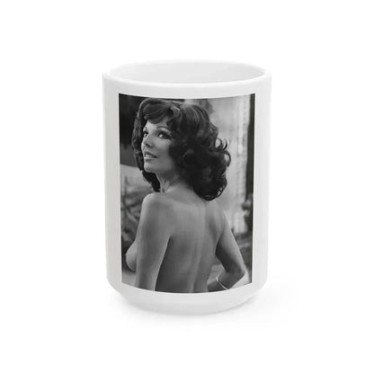 Joan Collins #435 - Topless (Vintage Female Icon) White Coffee Mug 15oz - Go Mug Yourself