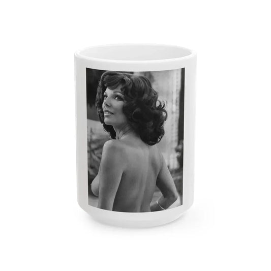 Joan Collins #435 - Topless (Vintage Female Icon) White Coffee Mug 15oz - Go Mug Yourself