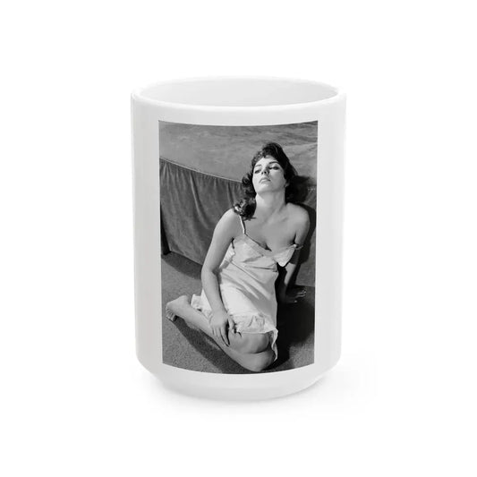 Joan Collins #439 (Vintage Female Icon) White Coffee Mug 15oz - Go Mug Yourself
