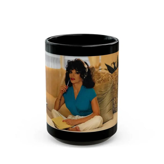 Joan Collins #462 (Vintage Female Icon) Black Coffee Mug 15oz - Go Mug Yourself