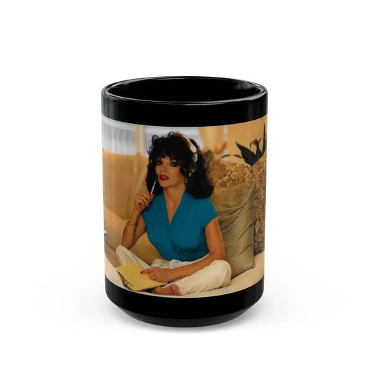 Joan Collins #462 (Vintage Female Icon) Black Coffee Mug 15oz - Go Mug Yourself