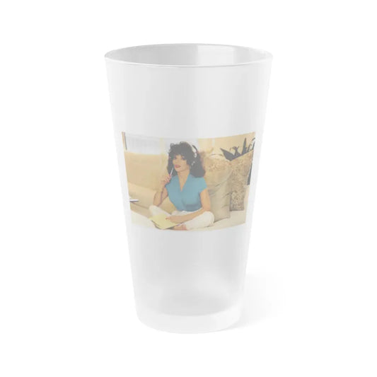 Joan Collins #462 (Vintage Female Icon) Frosted Pint Glass 16oz 16oz Frosted - Go Mug Yourself
