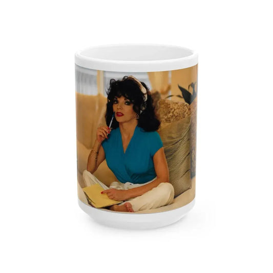 Joan Collins #462 (Vintage Female Icon) White Coffee Mug 15oz - Go Mug Yourself