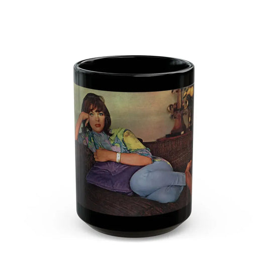Joan Collins #478 (Vintage Female Icon) Black Coffee Mug 15oz - Go Mug Yourself