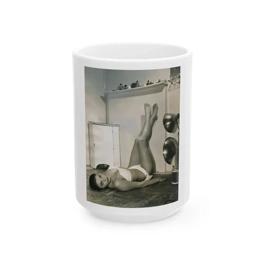Joan Collins #483 (Vintage Female Icon) White Coffee Mug 15oz - Go Mug Yourself