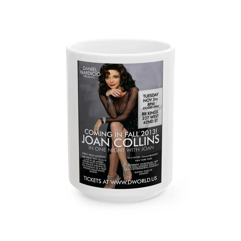 Joan Collins #487 (Vintage Female Icon) White Coffee Mug 15oz - Go Mug Yourself