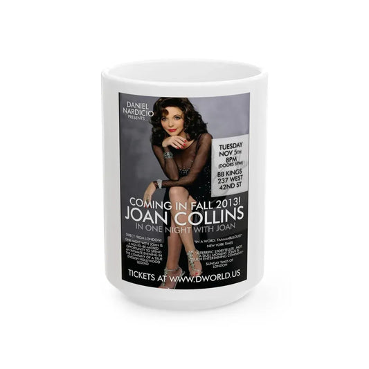 Joan Collins #487 (Vintage Female Icon) White Coffee Mug 15oz - Go Mug Yourself