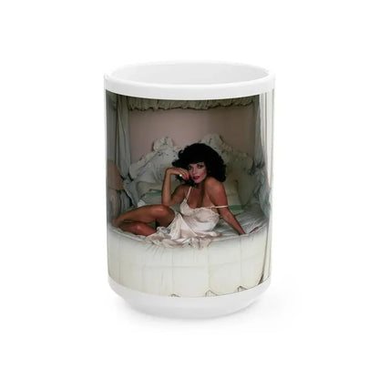 Joan Collins #492 (Vintage Female Icon) White Coffee Mug 15oz - Go Mug Yourself