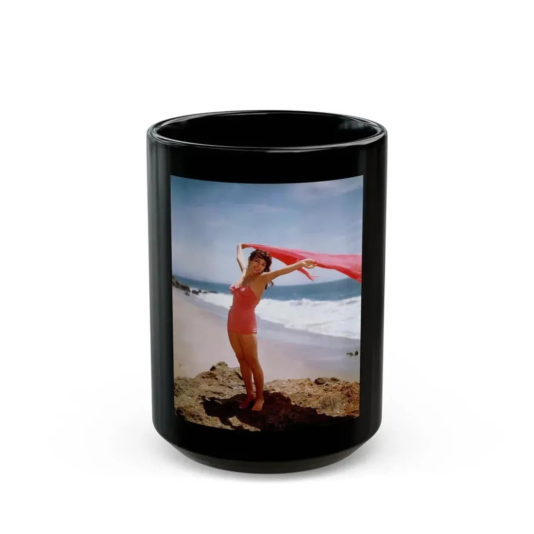 Joan Collins #496 (Vintage Female Icon) Black Coffee Mug 15oz - Go Mug Yourself