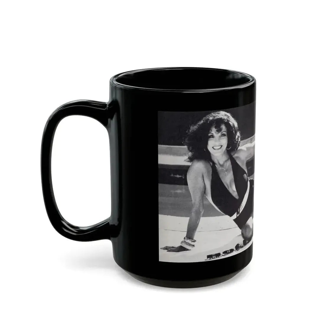 Joan Collins #497 (Vintage Female Icon) Black Coffee Mug - Go Mug Yourself