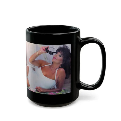 Joan Collins #498 (Vintage Female Icon) Black Coffee Mug - Go Mug Yourself