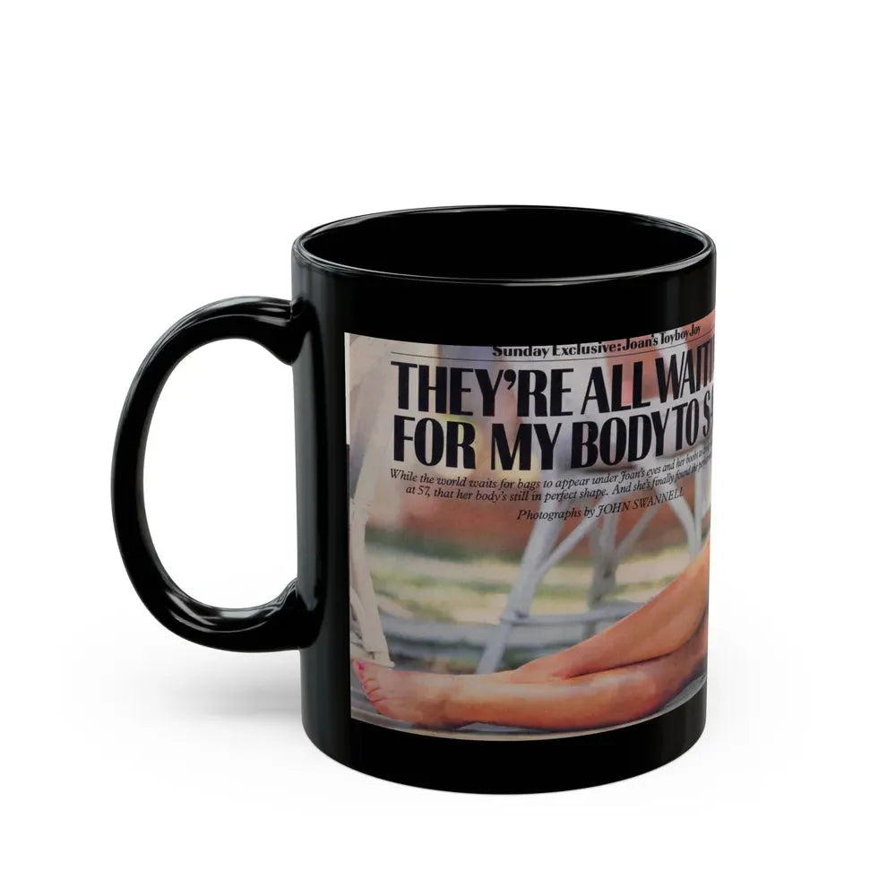Joan Collins #498 (Vintage Female Icon) Black Coffee Mug - Go Mug Yourself