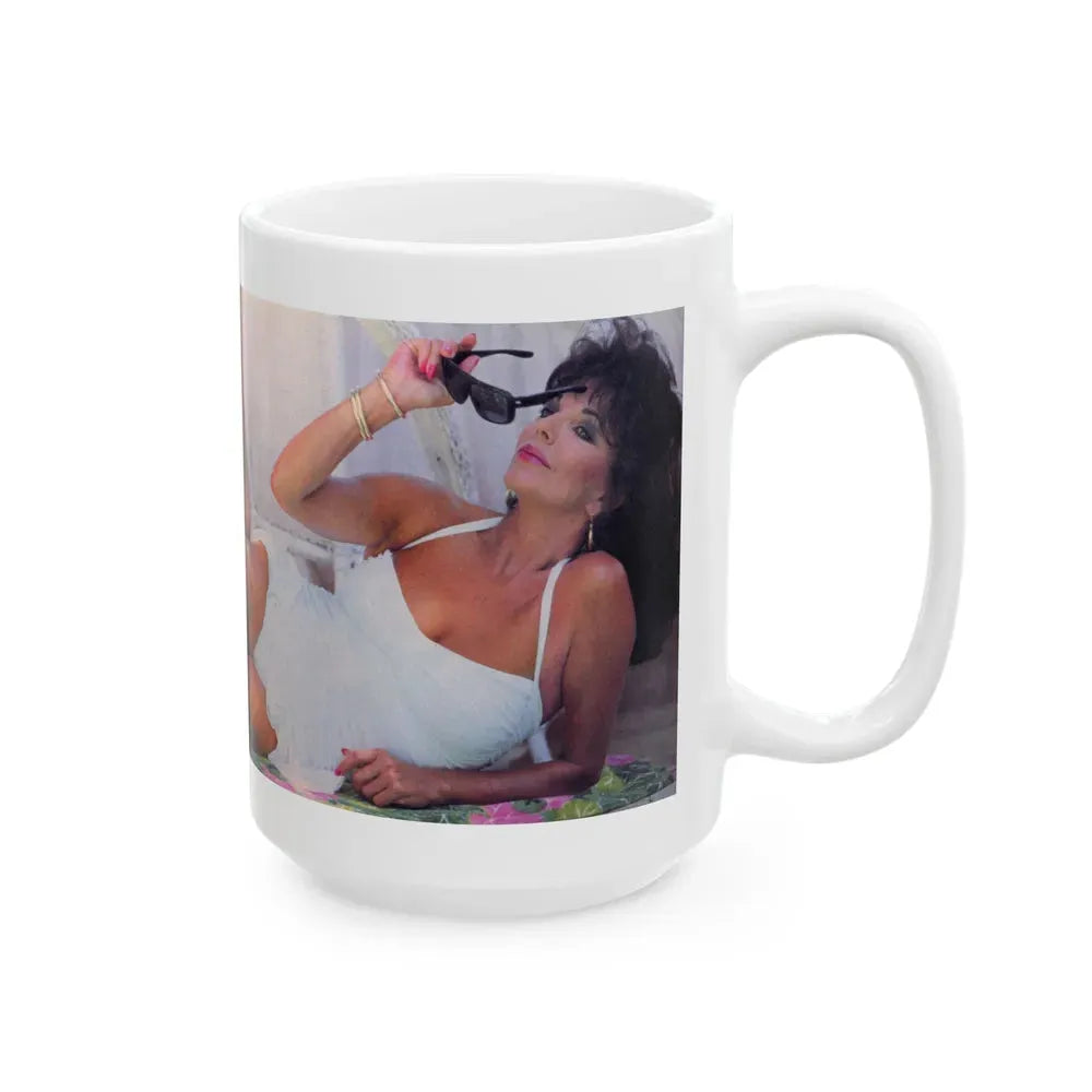 Joan Collins #498 (Vintage Female Icon) White Coffee Mug - Go Mug Yourself