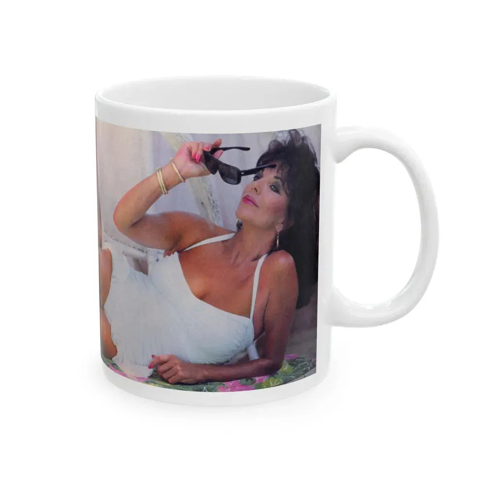 Joan Collins #498 (Vintage Female Icon) White Coffee Mug - Go Mug Yourself