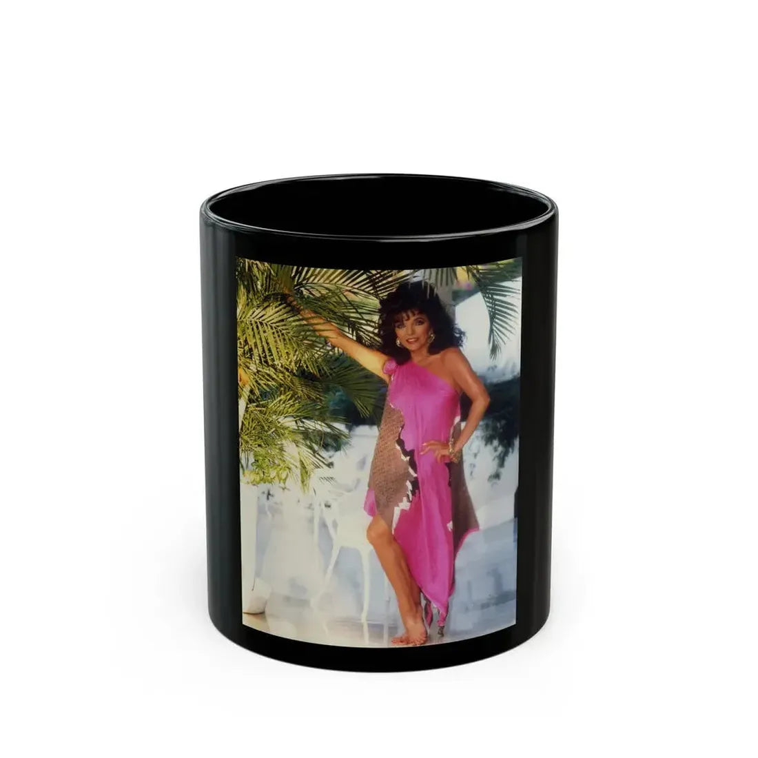 Joan Collins #499 (Vintage Female Icon) Black Coffee Mug 11oz - Go Mug Yourself