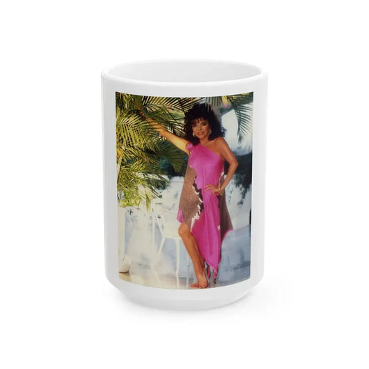 Joan Collins #499 (Vintage Female Icon) White Coffee Mug 15oz - Go Mug Yourself