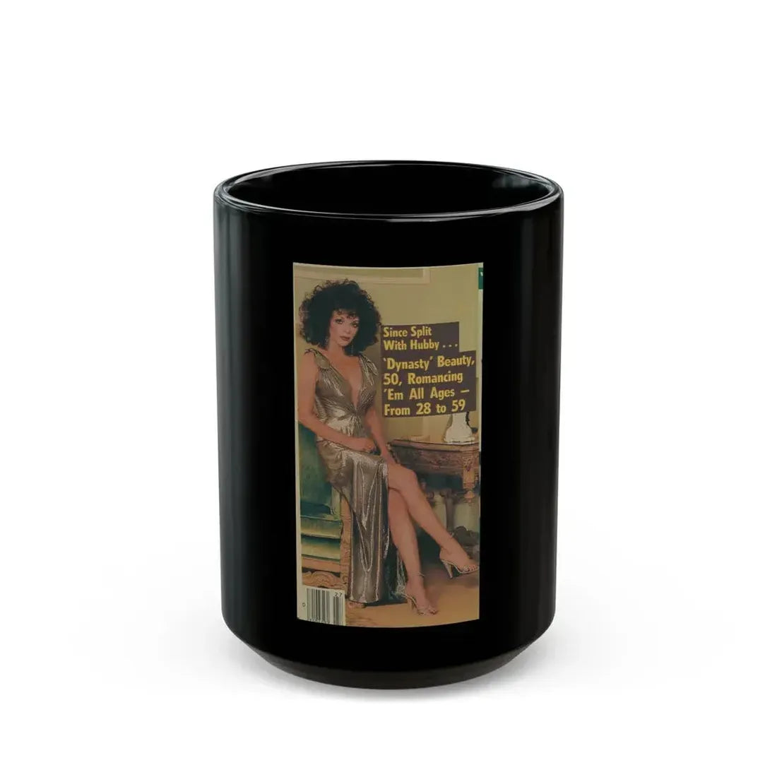 Joan Collins #500 (Vintage Female Icon) Black Coffee Mug 15oz - Go Mug Yourself