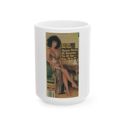 Joan Collins #500 (Vintage Female Icon) White Coffee Mug 15oz - Go Mug Yourself
