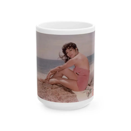 Joan Collins #513 (Vintage Female Icon) White Coffee Mug 15oz - Go Mug Yourself