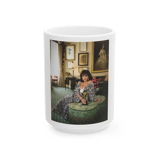 Joan Collins #518 (Vintage Female Icon) White Coffee Mug 15oz - Go Mug Yourself