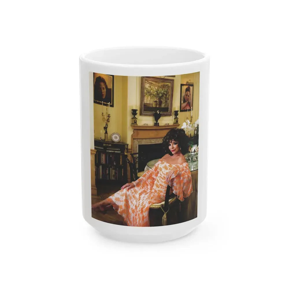 Joan Collins #519 (Vintage Female Icon) White Coffee Mug 15oz - Go Mug Yourself