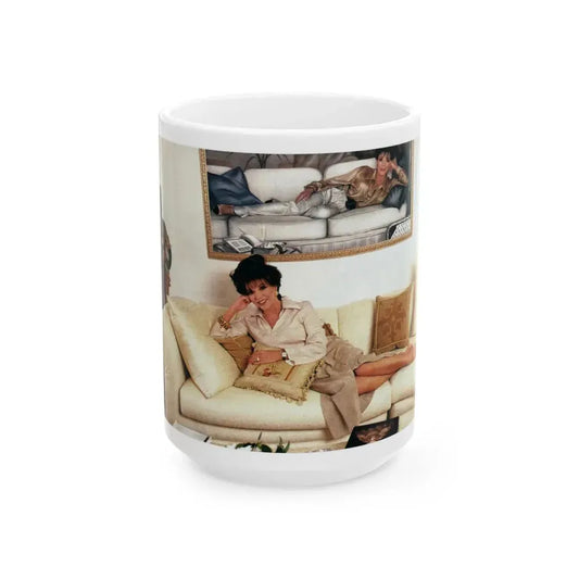 Joan Collins #522 (Vintage Female Icon) White Coffee Mug 15oz - Go Mug Yourself