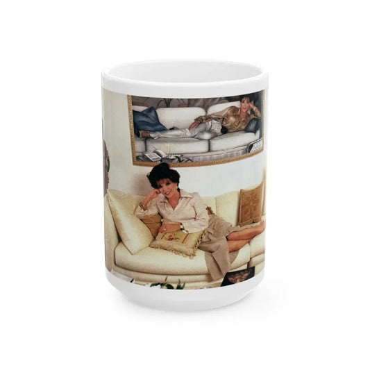 Joan Collins #522 (Vintage Female Icon) White Coffee Mug 15oz - Go Mug Yourself