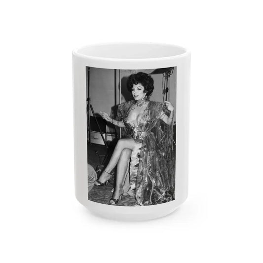 Joan Collins #525 (Vintage Female Icon) White Coffee Mug 15oz - Go Mug Yourself