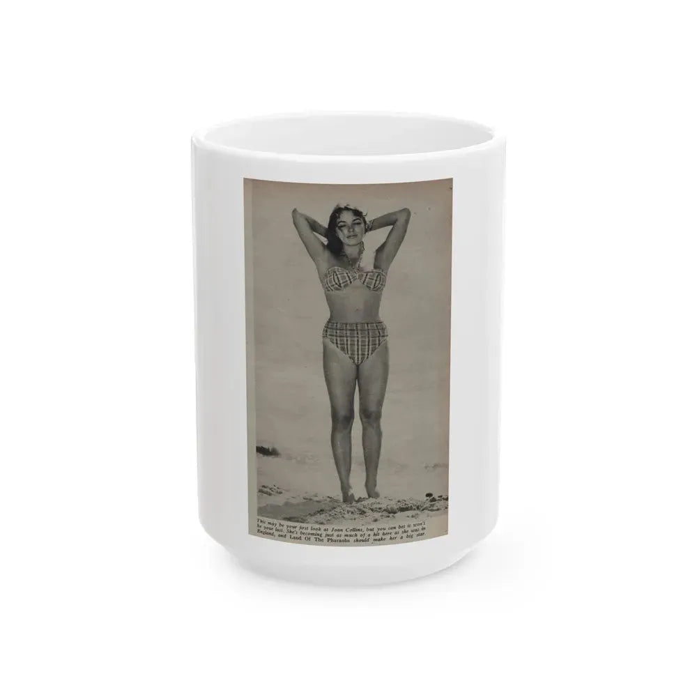 Joan Collins #532 - Modern Screen Mag. July '55 (Vintage Female Icon) White Coffee Mug 15oz - Go Mug Yourself