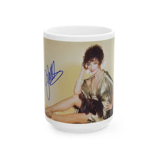 Joan Collins #538 (Vintage Female Icon) White Coffee Mug 15oz - Go Mug Yourself