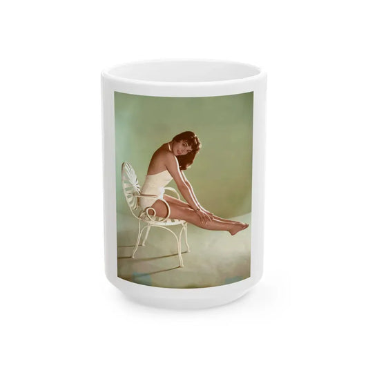 Joan Collins #539 (Vintage Female Icon) White Coffee Mug 15oz - Go Mug Yourself