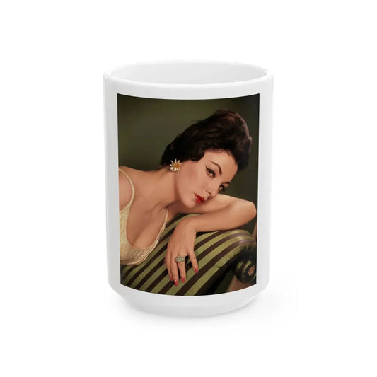 Joan Collins #546 (Vintage Female Icon) White Coffee Mug 15oz - Go Mug Yourself