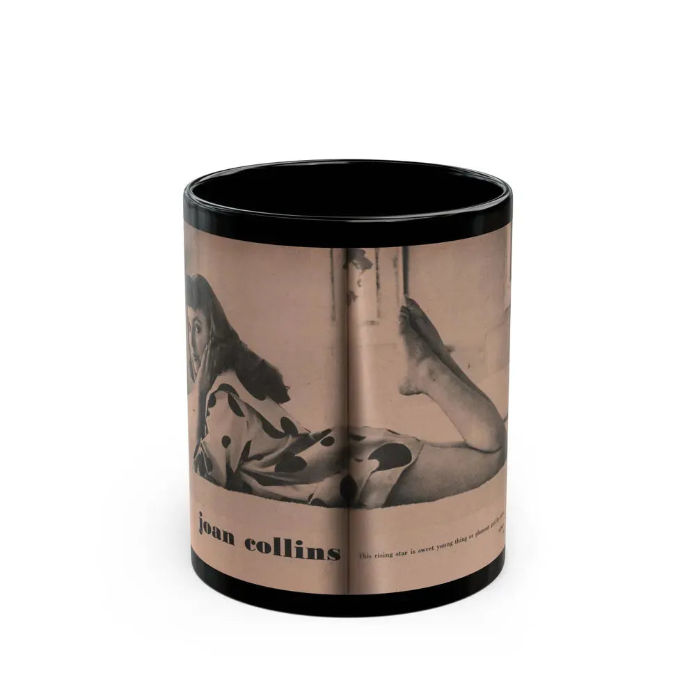 Joan Collins #550 - Photo Digest Mag. Jan. '56 - 1 B&W Centerfold Photo & Caption (Vintage Female Icon) Black Coffee Mug 11oz - Go Mug Yourself