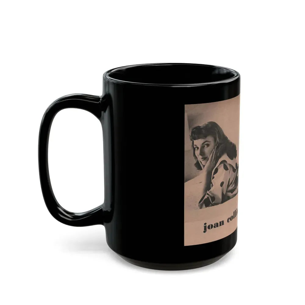 Joan Collins #550 - Photo Digest Mag. Jan. '56 - 1 B&W Centerfold Photo & Caption (Vintage Female Icon) Black Coffee Mug - Go Mug Yourself