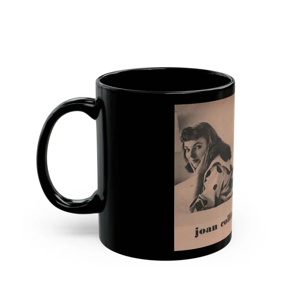Joan Collins #550 - Photo Digest Mag. Jan. '56 - 1 B&W Centerfold Photo & Caption (Vintage Female Icon) Black Coffee Mug - Go Mug Yourself
