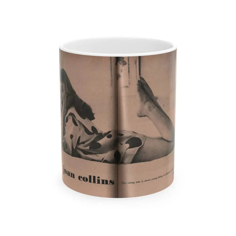 Joan Collins #550 - Photo Digest Mag. Jan. '56 - 1 B&W Centerfold Photo & Caption (Vintage Female Icon) White Coffee Mug 11oz - Go Mug Yourself