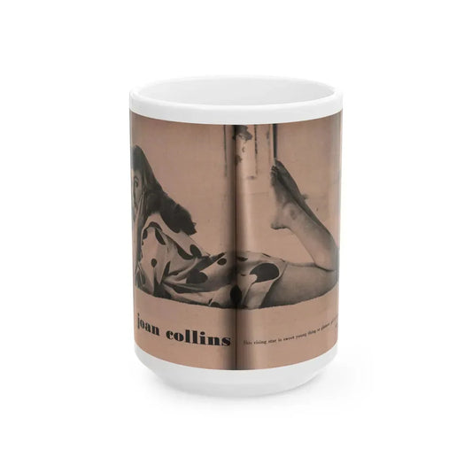Joan Collins #550 - Photo Digest Mag. Jan. '56 - 1 B&W Centerfold Photo & Caption (Vintage Female Icon) White Coffee Mug 15oz - Go Mug Yourself