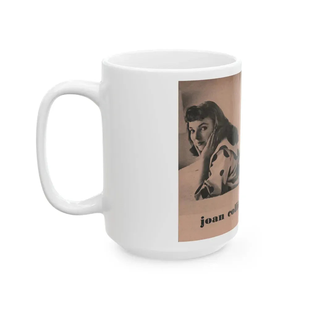 Joan Collins #550 - Photo Digest Mag. Jan. '56 - 1 B&W Centerfold Photo & Caption (Vintage Female Icon) White Coffee Mug - Go Mug Yourself