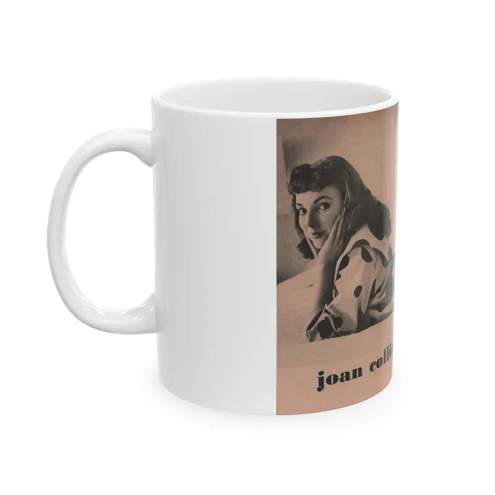 Joan Collins #550 - Photo Digest Mag. Jan. '56 - 1 B&W Centerfold Photo & Caption (Vintage Female Icon) White Coffee Mug - Go Mug Yourself