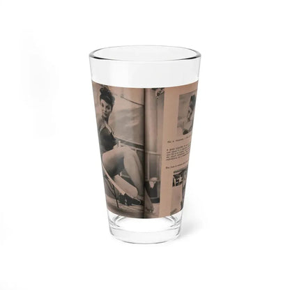 Joan Collins #551 - Photo Digest Mag. Jan. '56 - 3 B&W Photos, Captions & Short Paragraph (Vintage Female Icon) Pint Glass 16oz 16oz - Go Mug Yourself