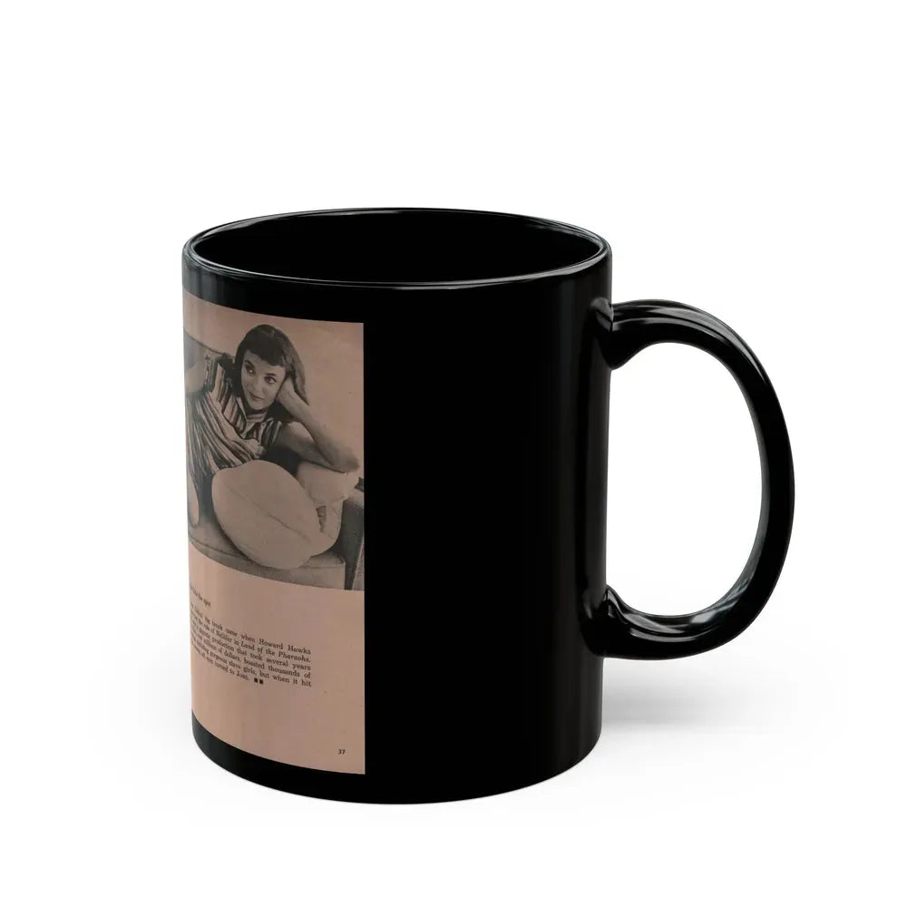 Joan Collins #552 - Photo Digest Mag. Jan. '56 - 3 B&W Photos (Vintage Female Icon) Black Coffee Mug - Go Mug Yourself